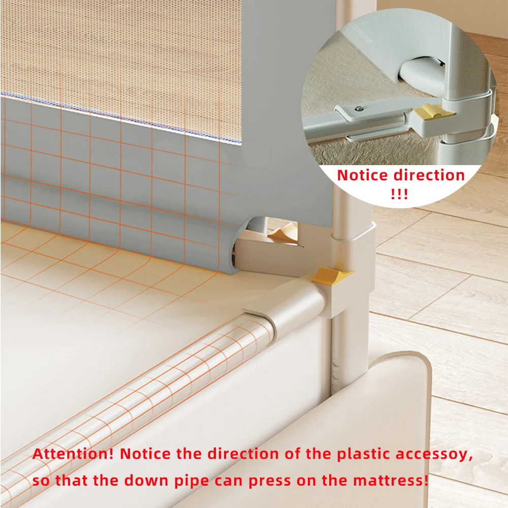 PANGDUBE Barandilla de Seguridad para Cama de Bebé, Barrera Protectora para Cama Infantil, Requiere Instalación con Tornillos