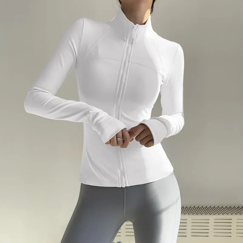 Ropa deportiva con cremallera para mujer, chaqueta deportiva de manga larga, ropa de gimnasio, camisa de Yoga para mujer, Top de secado rápido, ropa deportiva con protección solar, ropa de Yoga