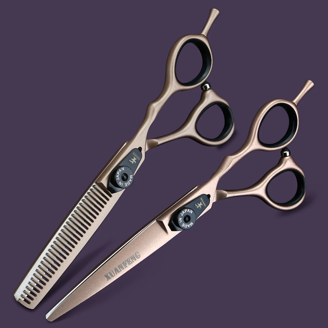 XUANFENG Tijeras para el cabello con tornillo elástico de 6 pulgadas, tijeras de corte y tijeras de adelgazamiento de peluquería de acero 440C