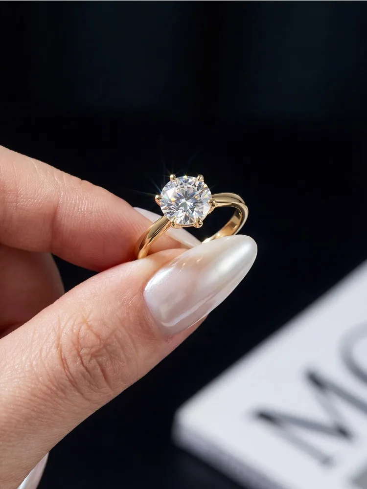    Anillo de diamante de moissanita Real redondo Simple GRA 0,5-1ct para mujer Plata de Ley 925 boda preciosa joyería fina de alta calidad