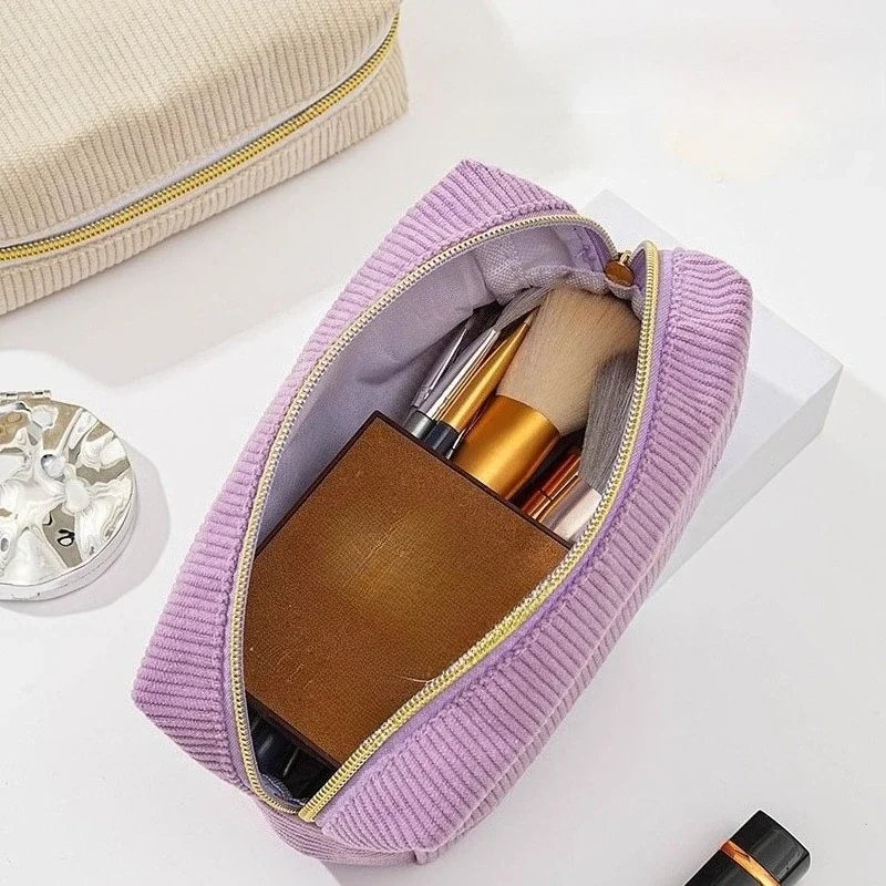Linda Bolsa de Cosméticos de Pana para Niñas, Bolsa de Maquillaje Espaciosa, Organizador de Papelería Duradero, Estuche para Lápices, Útiles Escolares y de Oficina
