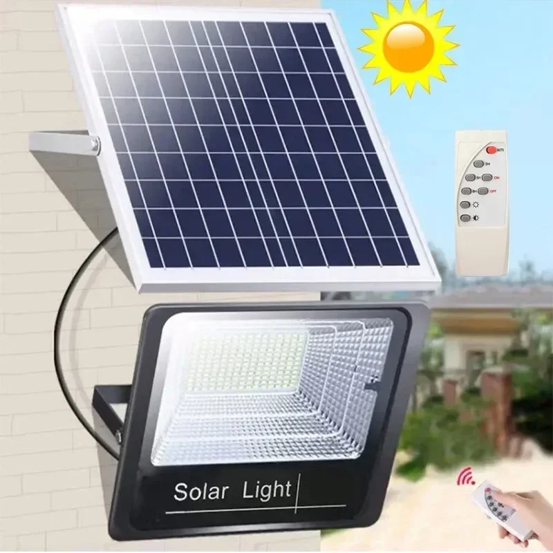 JVEE-luces de inundación solares para exteriores, foco alimentado por Control remoto, impermeable IP67, lámpara de calle para Villa, ángulo ajustable, 30W, 1000mAh
