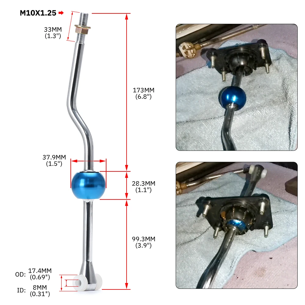 Palanca de cambios de tiro corto VR M10X1.25 palanca de cambios corta para Peugeot 206 1999 2000 VR-SFT02