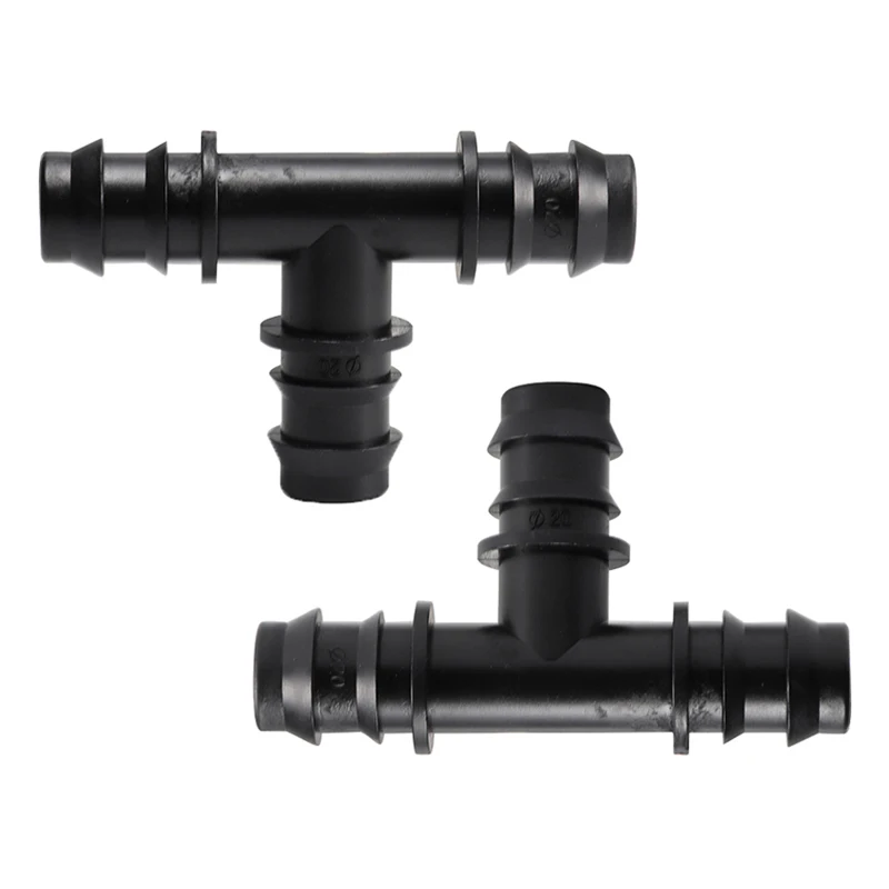 Conectores en T de 10 piezas de 16mm, 20mm y 25mm con púas para mangueras de riego de jardín, uniones de tuberías de agua, sistema de riego, piezas de 3 vías