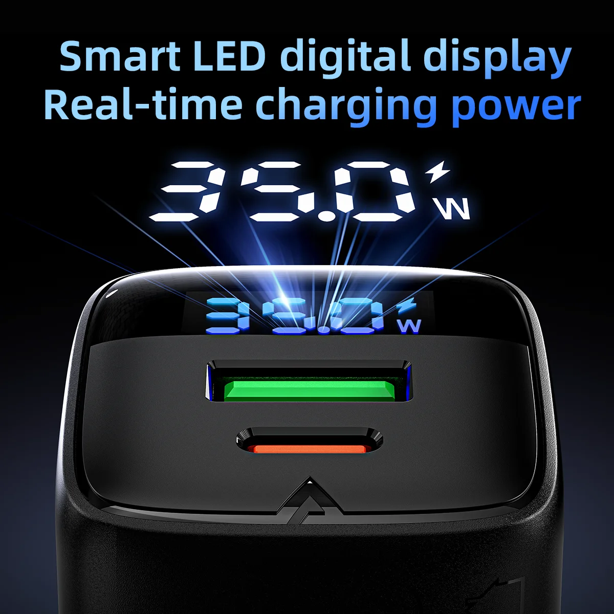 Cargador de teléfono USB C de carga rápida ACEFAST GaN de 35 W para Samsung S25 S24, adaptador de pared con carga rápida PD QC y pantalla digital LED.