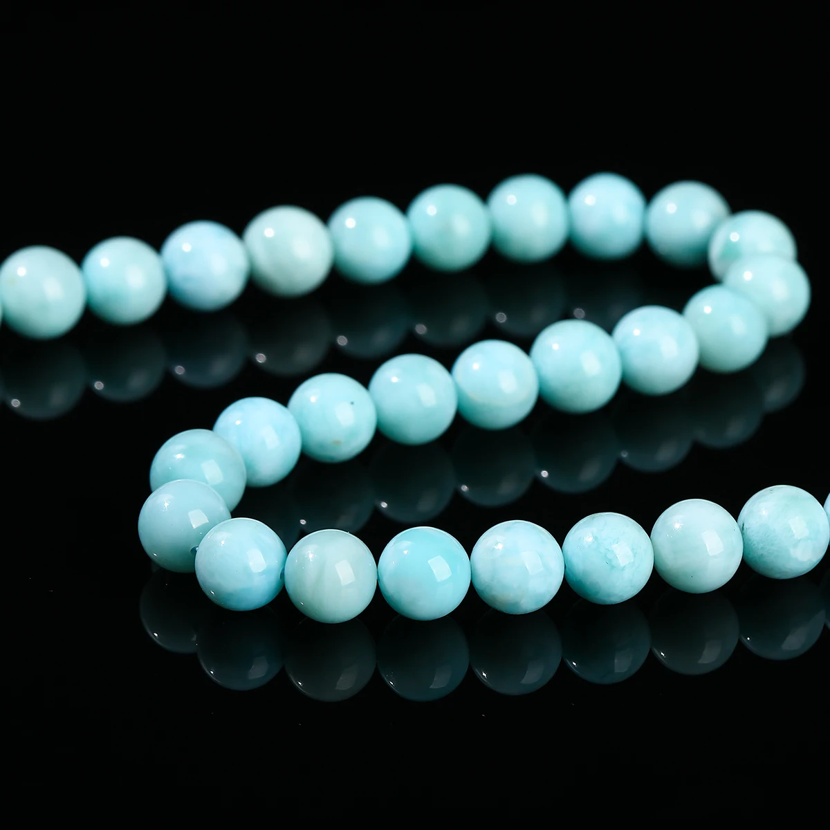Cuentas de piedra Larimar de Dominica Natural 3A, espaciador suelto redondo liso, piedra preciosa del mar del océano para fabricación de joyería, accesorio de pulsera DIY