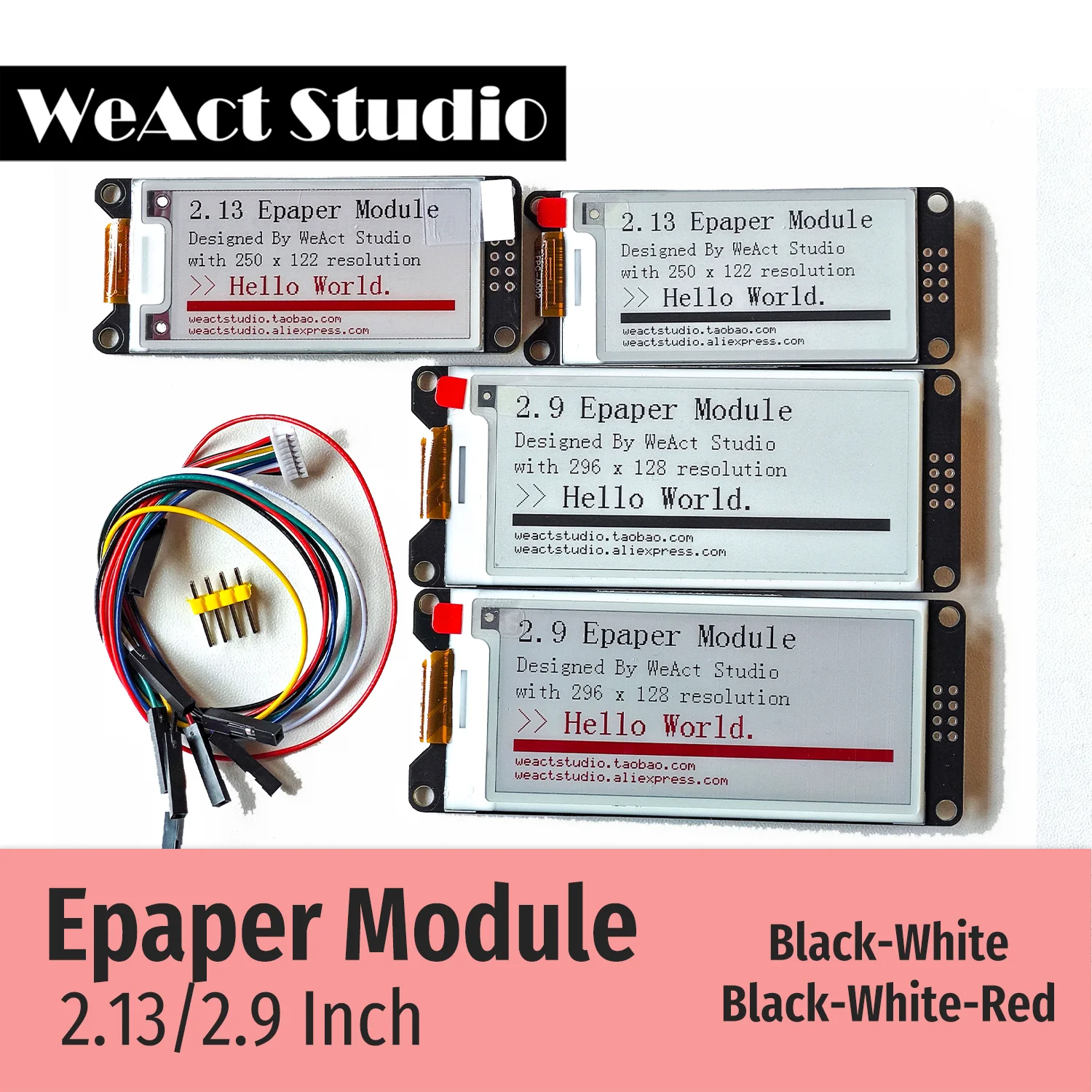 WeAct 2.9 ''2.13" 2.9 2.13 pulgadas Módulo Epaper E-paper E-Ink Pantalla EInk SPI Negro-Blanco Negro-Blanco-Rojo