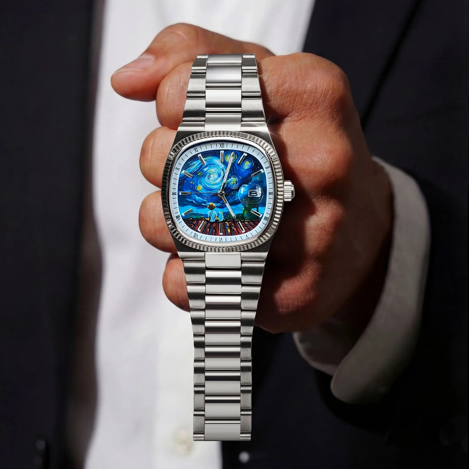 Reloj cuadrado retro para hombre, marca de lujo ligero, regalo genuino, nuevo 2026, correa de acero inoxidable, reloj de cuarzo impermeable