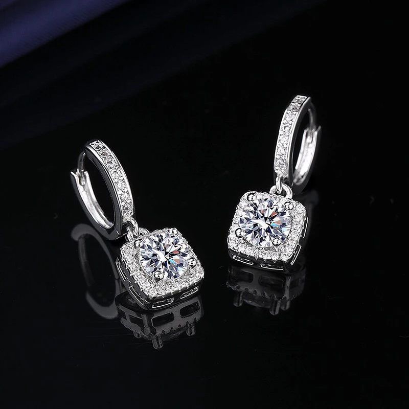 Certificados GRA 100% moissanita auténtica Plata de Ley 925 D VVS1 Pass Diamond Tester Pen pendientes de tuerca de moissanita para mujer