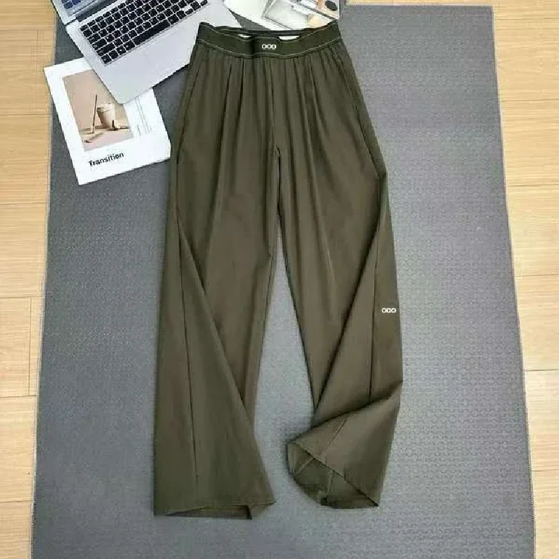 Pantalones de Yoga de Cintura Alta para Mujer, de Secado Rápido, Transpirables, Casuales, de Pierna Ancha, Deportivos