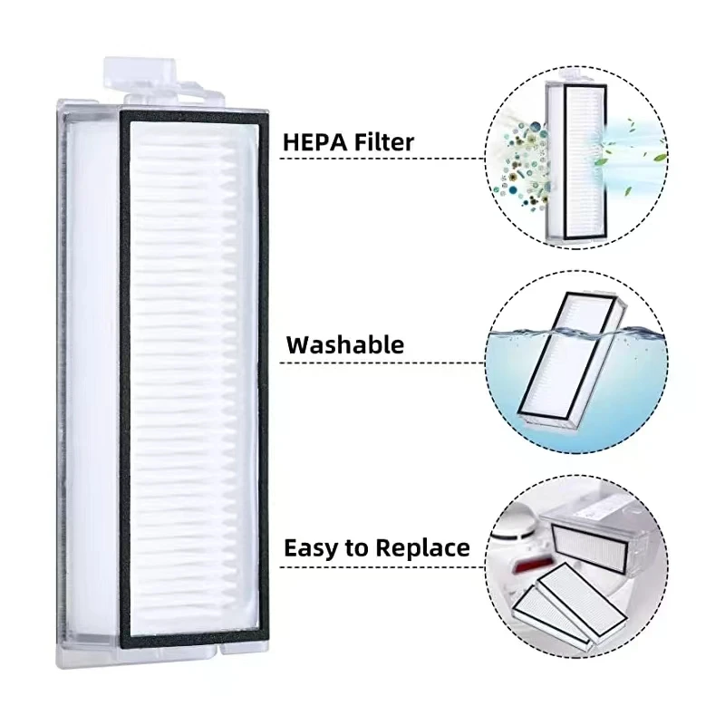 Repuestos para Robot Aspirador Roborock Q7 Max / Q7 Max+ / Q7 Plus / T8: Filtro HEPA, Cepillo Principal, Cepillo Lateral, Paño de Limpieza, Bolsa para Polvo