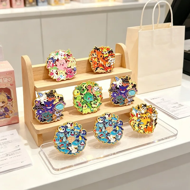 Set de 6 pines esmaltados de Pokémon: Pikachu, Gengar, Eevee, Bulbasaur, Squirtle y Charmander. Lindos pines de solapa de anime, regalo creativo para amigos.