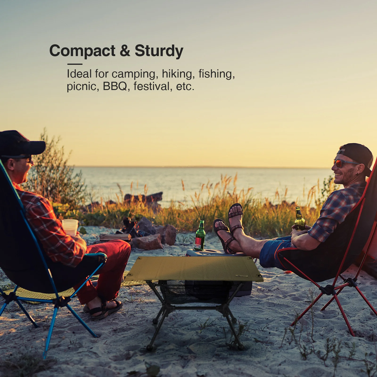 Mesa Plegable para Acampar OneTigris Dipper, Muebles de Exterior, Mesa Ultraligera para Picnic con Almacenamiento en Malla, Escritorio para Acampar con Almacenamiento