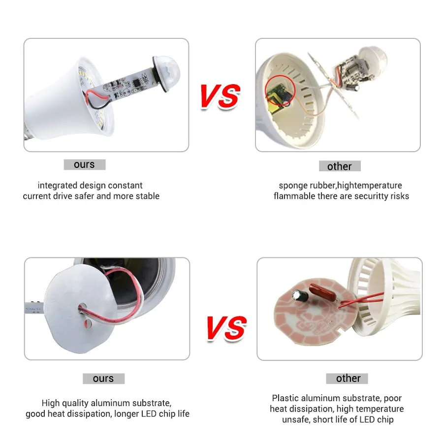 Bombilla LED con Sensor de movimiento E27, lámpara LED con Sensor PIR B22, luz nocturna de encendido/apagado automático para porche, escaleras, luces de seguridad para garaje