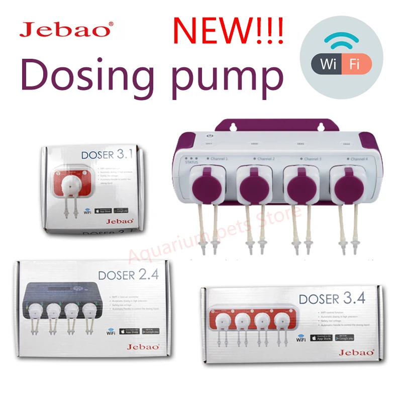 Jebao Dosificador de Agua, Bomba Automática con Filtro, 12 V, Control WiFi, 3.1 y 3.4, 3 y 9 W, Accesorio para Acuario y Arrecife Marino