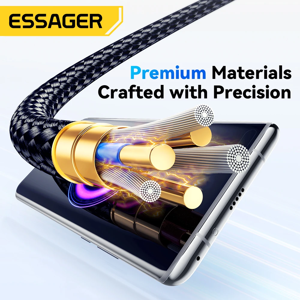 Essager 120W cable de datos de pantalla digital PD Super Flash carga 6A para Xiaomi 14Pro Redmi K70 POCO X6 3Pro IPhone15 LED