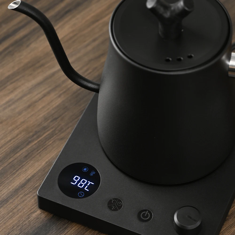 Tetera eléctrica con cuello de cisne de 1000W, cafetera de acero inoxidable 304 de 1000ml, pantalla LED de temperatura inteligente para café y té