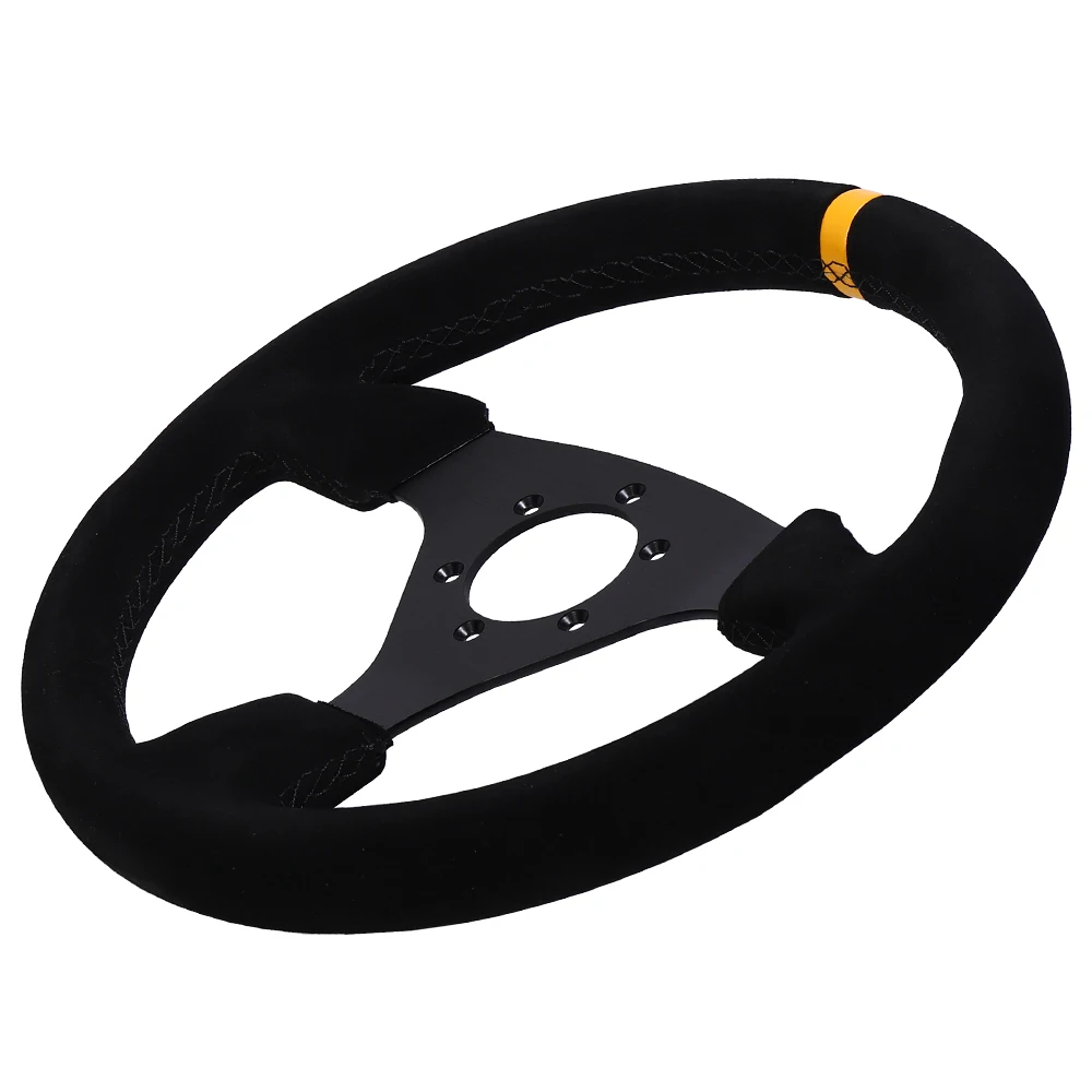 Volante Universal de 330mm, volante de juego de carreras Sim Drift de gamuza, marco plano de aluminio de 13 pulgadas