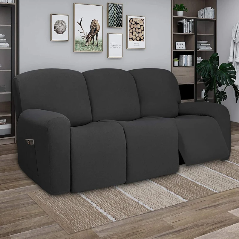 Funda de sofá reclinable seccional elástica de 3 asientos con parte inferior elástica, muebles lavables suaves, funda protectora para sofá para mascotas