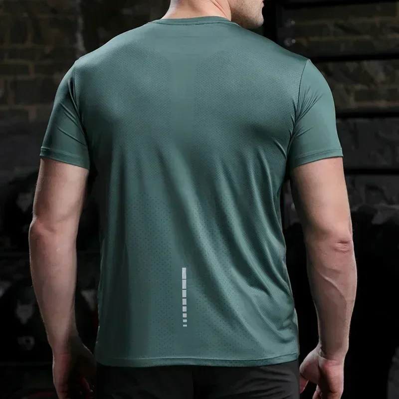 Chándales holgados y transpirables de manga corta para ciclismo al aire libre, Top de secado rápido para correr, camisetas de Fitness, medias musculares, verano