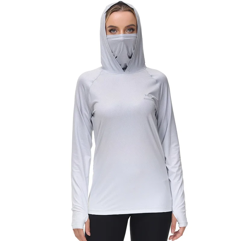 Bassdash-Sudadera con capucha de pesca para mujer, camisa con máscara facial, agujeros para el pulgar, UPF 50 +, FS23W