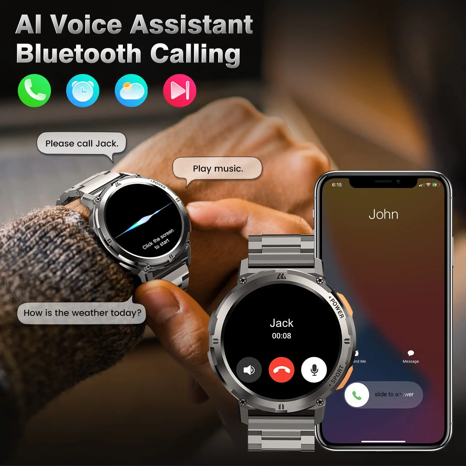 Relojes inteligentes originales KOSPET TANK T2 2025 para hombres, relojes AMOLED AOD, reloj inteligente con llamada Bluetooth, reloj inteligente electrónico para hombres