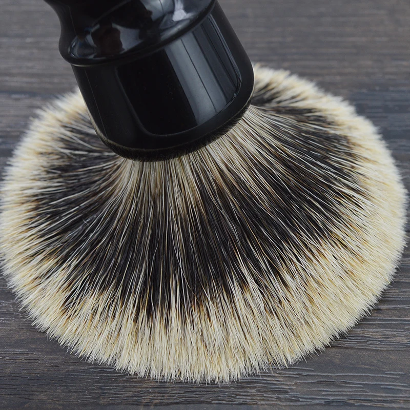 DSCOSMETIC Brocha de Afeitar para Hombre con 2 Bandas, Pelo Natural y Mango de Resina Negra