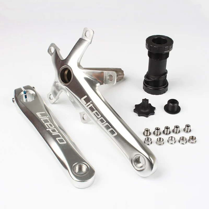 Liteproelite-platos y bielas para bicicleta de montaña, juego de bielas de aleación de aluminio, 5 trinquetes, 130mm, para bicicleta plegable Brompton