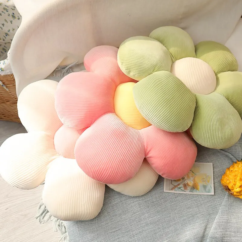 Almohada de felpa de flores coloridas de 35cm, cojín de pétalos para plantas, juguetes de peluche para niñas, regalo de decoración para el hogar