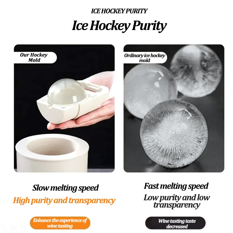 Molde de bola de hielo antifusión de silicona, bandejas de cubitos de hielo transparentes de verano para cócteles de whisky, zumo sin burbujas, fabricante de bolas de hielo DIY