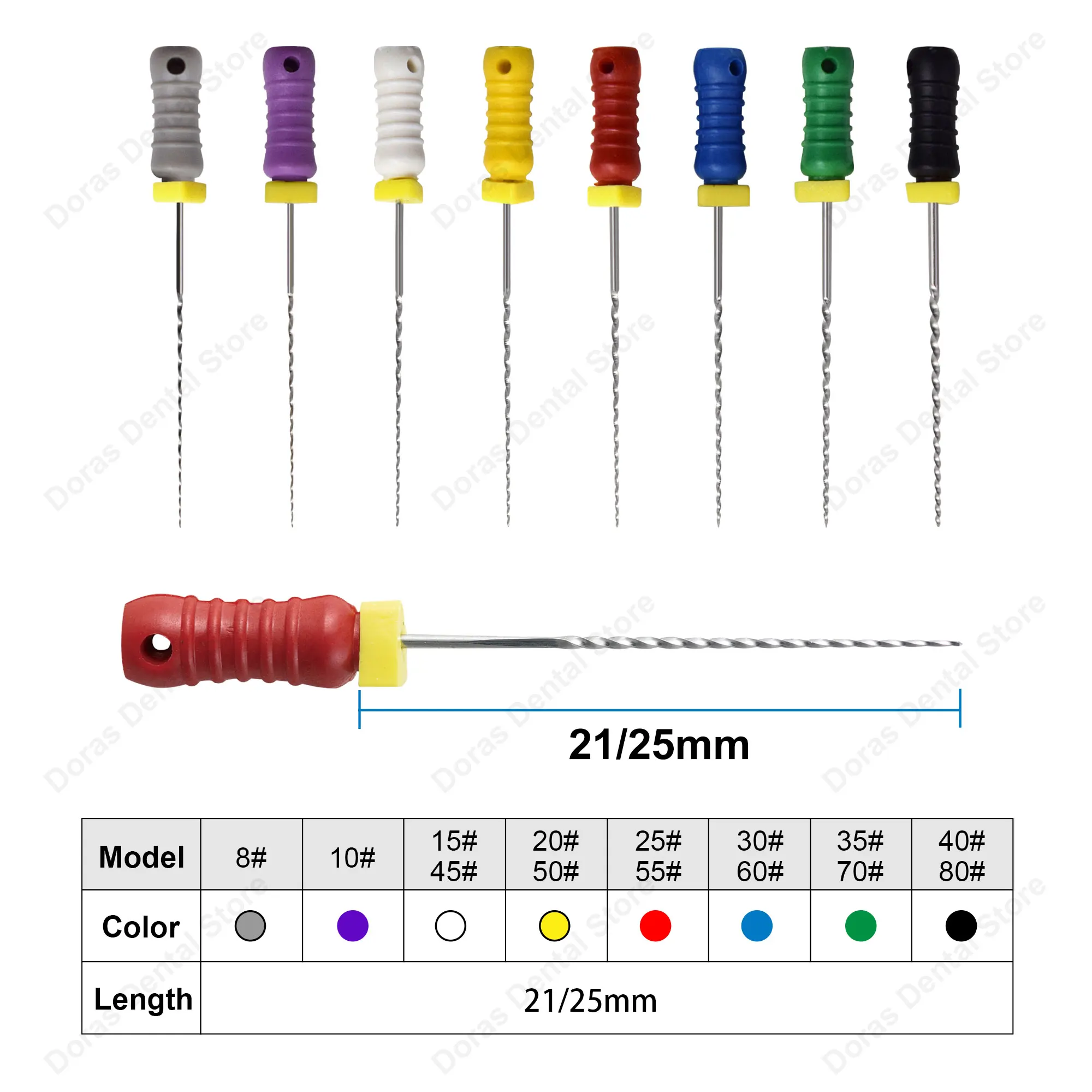 Lima endodóntica Glin NITI, instrumento dental de uso manual para el tratamiento de conductos radiculares y la preparación de los mismos, utilizado en endodoncia.
