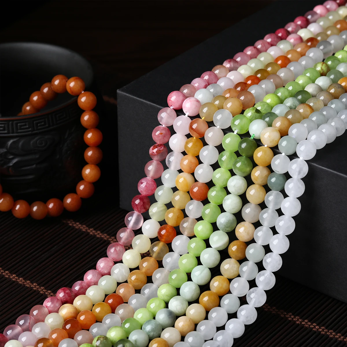 Cuentas de Piedra Natural, Jade del Sur, Aventurina, Cuentas Redondas Sueltas para Fabricación de Joyas, Suministros para DIY, Accesorio para Pulseras, 15"