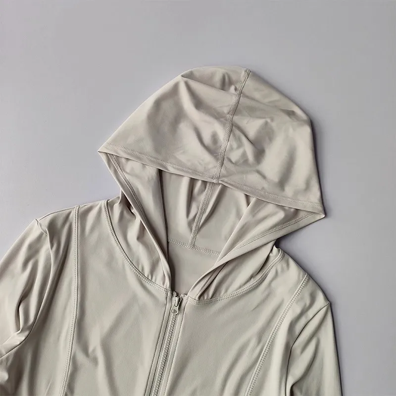 Chaquetas con capucha para correr para mujer, abrigo de ciclismo, ropa de Yoga, camisa para trotar, medias finas, ropa deportiva para exteriores