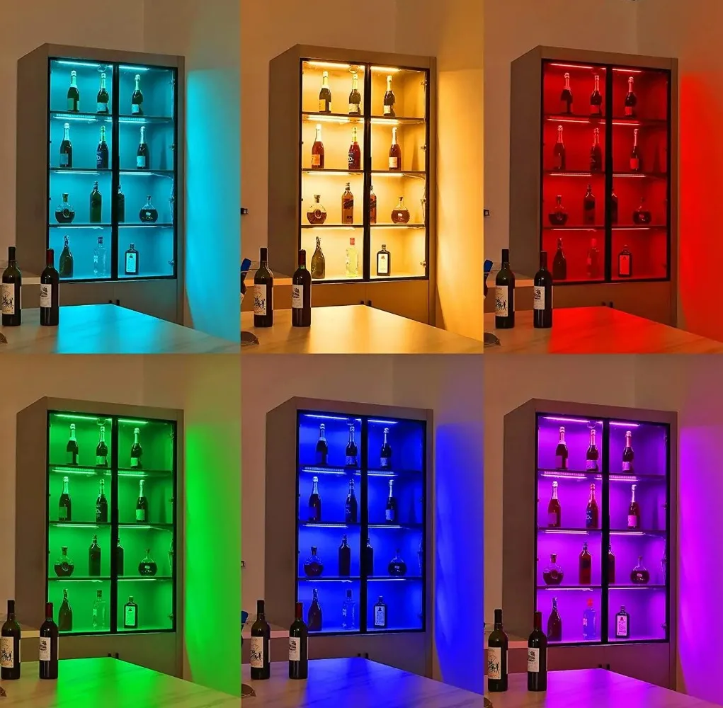 Tuya WIFI DC12V RGB Color debajo del gabinete luces regulable Puck luz Festival armario dormitorio cocina para Alice Alexa Google Home