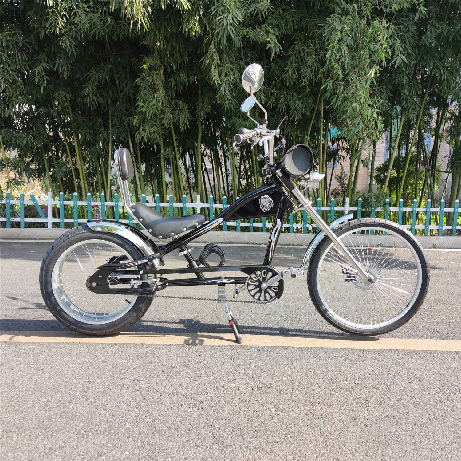 Sillín de bicicleta reclinable para motocicleta, chasis personalizado de acero, sillín de bicicleta fresco, tubo de asiento de 28,6 mm,