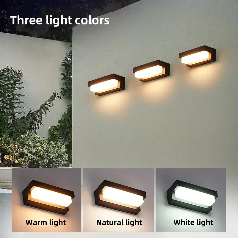 Luces LED solares para exteriores, decoración impermeable para jardín, balcón, lámpara alimentada por energía Solar, porche, escaleras, ahorro de energía, luz de pared de tres colores