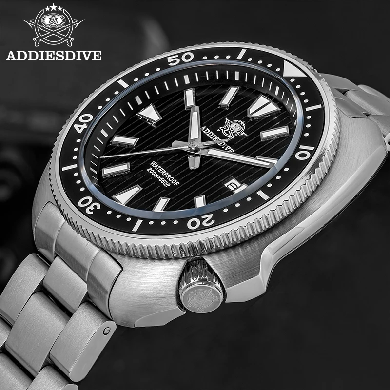 Relojes ADDIESDIVE de lujo para hombre, reloj de cuarzo con cristal de zafiro de acero inoxidable para hombre, relojes de pulsera luminosos 20Bar resistentes al agua
