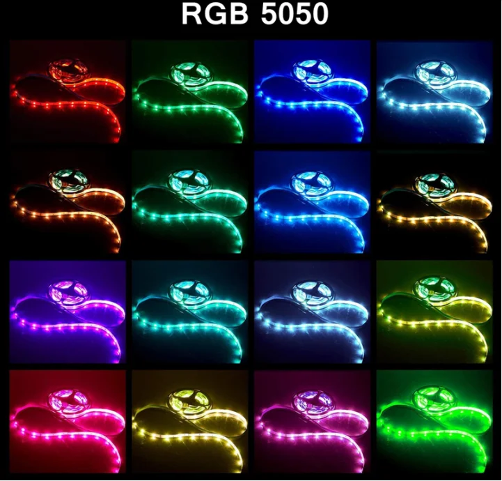 Tira de LED USB de 5V CC, 1 metro, 5050, impermeable, RGB, flexible, 50 cm, 1 m, 2 m, con control remoto de 17 teclas para fondo de TV