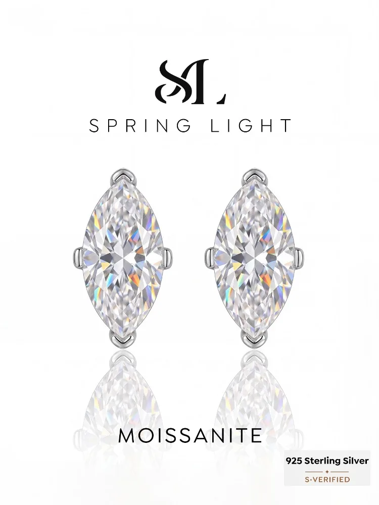 Pendientes Marquise de plata de ley 925 con diamantes de moissanita simples de 0,5 quilates para mujer, joyería fina de alta calidad para fiesta de aniversario