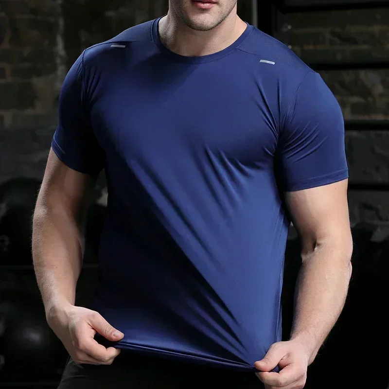 Chándales holgados y transpirables de manga corta para ciclismo al aire libre, Top de secado rápido para correr, camisetas de Fitness, medias musculares, verano