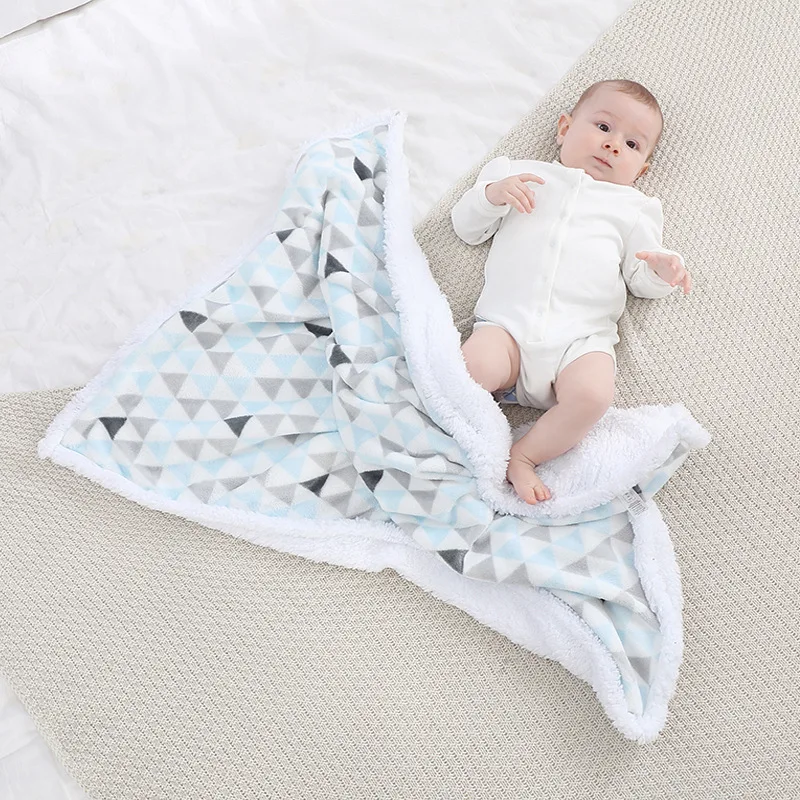 Manta de bebé de lana cálida térmica para recién nacido, cubierta suave para dormir, ropa de cama infantil, manta envolvente, manta gruesa lavable suave, colcha
