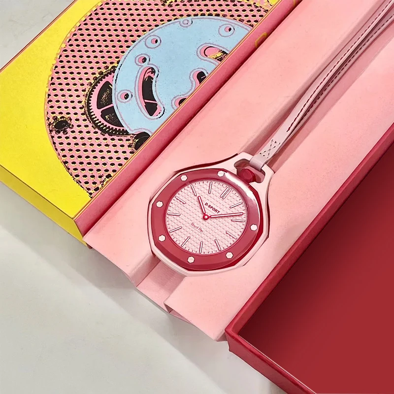 Nuevo Reloj de Bolsillo Octagonal con Cadena para Hombre y Mujer, Reloj Colgante Casual de Cuarzo, Reloj de Pulsera con Colgante de Moda en Color Caramelo