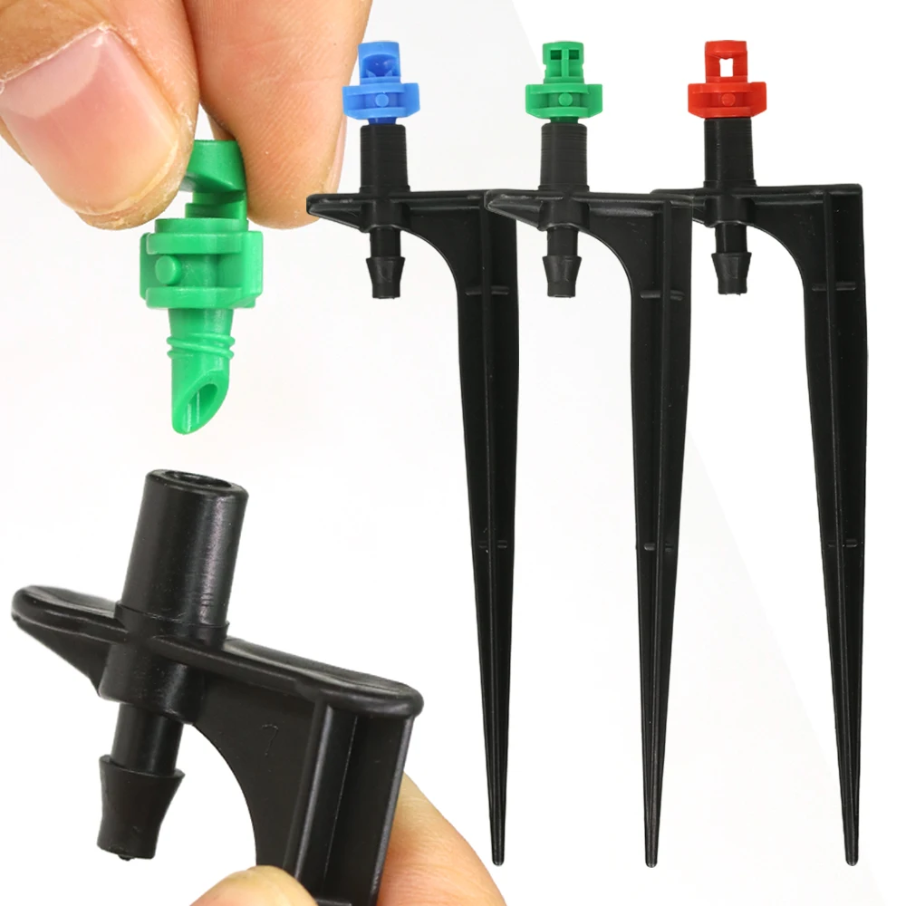 Boquilla de nebulización de 90/180/360 grados, aspersor de estaca de 13cm para manguera de 1/4 ", aspersor de riego de jardín, rociador agrícola de riego por goteo