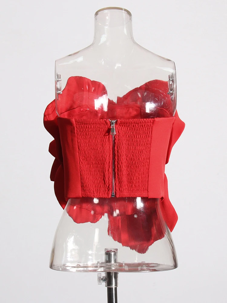 TWOTWINSTYLE-Camiseta sin mangas con apliques de retazos para mujer, chaleco Sexy liso sin tirantes con cremallera empalmada, elegante, estilo femenino
