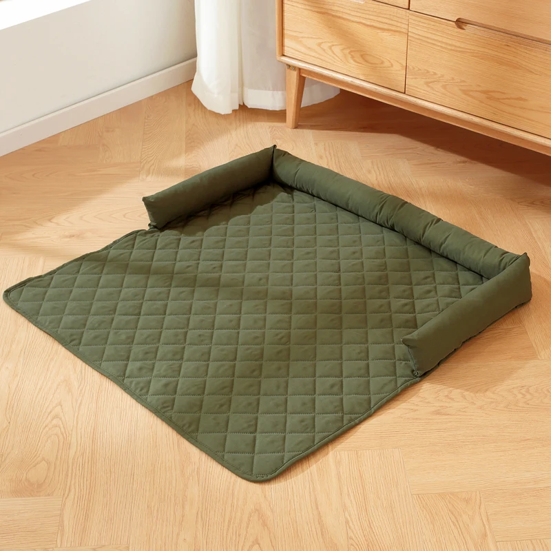 Manta de cama para perros, estera para perros, funda para sofá, almohadilla para mascotas con almohada para el cuello, nido calmante lavable para viajar a casa