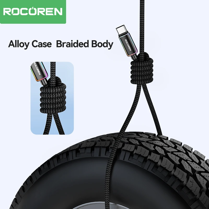 Rocoren 3A USB tipo C Cable Fsat carga QC 3,0 Cable de fecha para Samsung S23 Cable cargador de carga Ultra rápida para Huawei Xiaomi