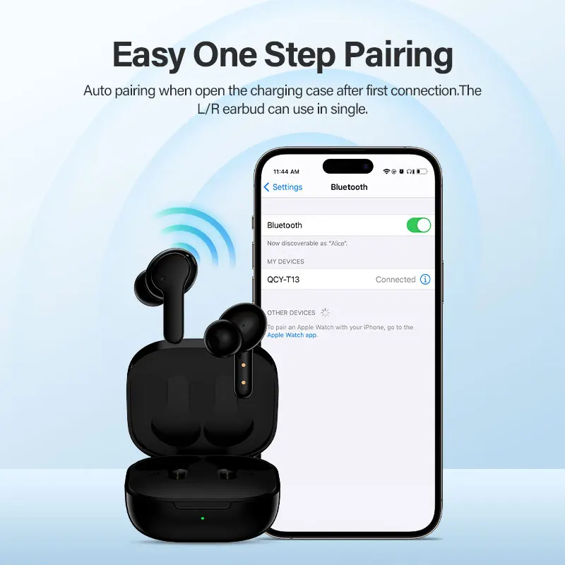 QCY T13 auriculares inalámbricos verdaderos Bluetooth 5,1 TWS auriculares 4 micrófonos ENC HD llamada auriculares Control táctil auriculares de alta fidelidad 40H en espera