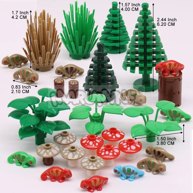 MARUMINE 48 UDS-54 Uds. Conjunto de accesorios de bloques de construcción MOC Jungle Garden City View piezas de modo de ladrillos lagartos 2435 3471 6064 14769