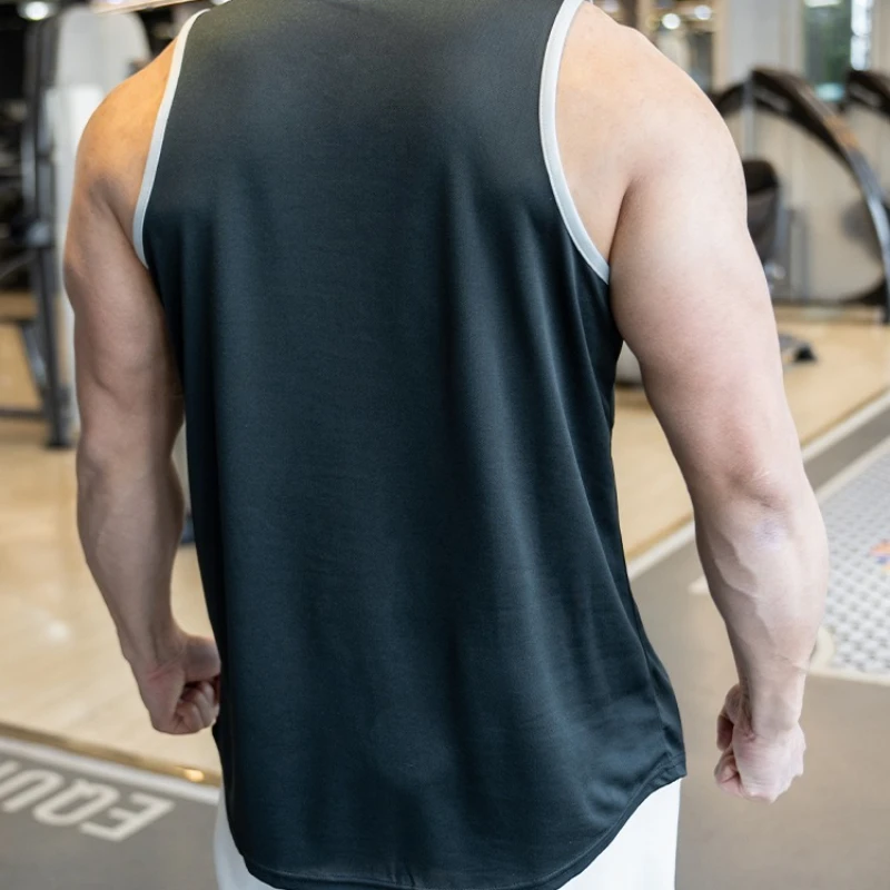 Camiseta sin mangas atlética de baloncesto de Color sólido para hombres, camiseta sin mangas transpirable con cuello redondo, camisetas sin mangas para gimnasio, culturismo, entrenamiento muscular
