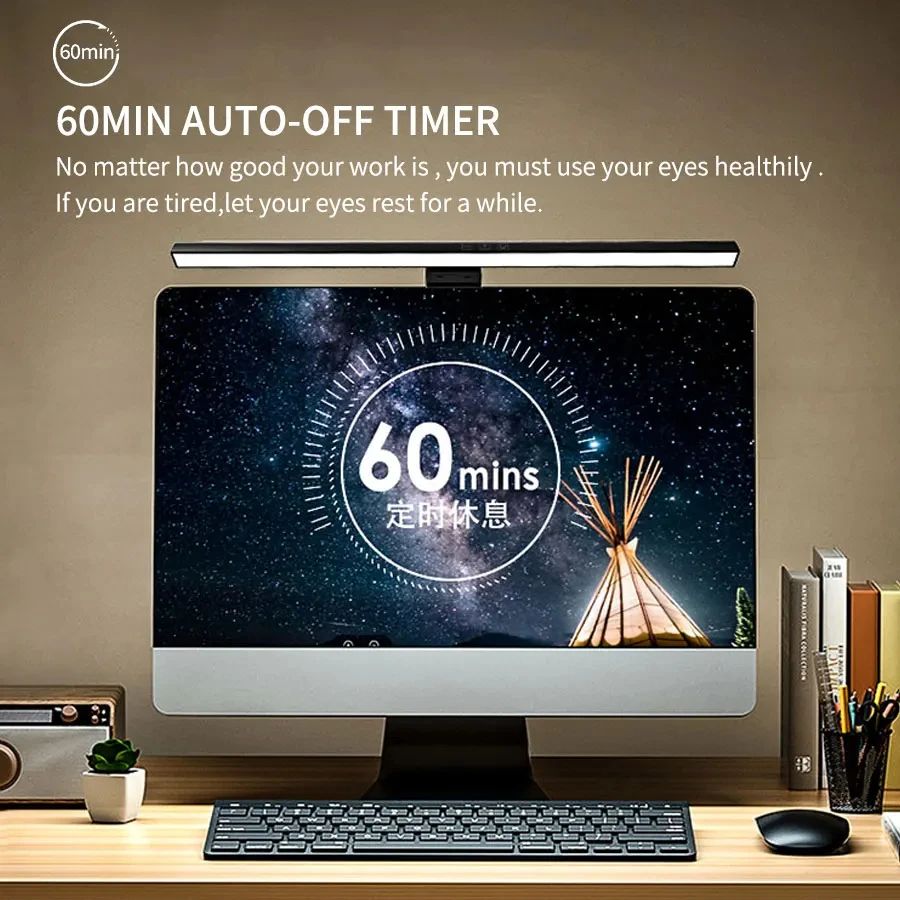 Barra de luz LED para Monitor, de 33cm lámpara de escritorio y 50cm, luces de Monitor de configuración para PC, pantalla de ordenador, lámpara de mesa de lectura, atenuación continua